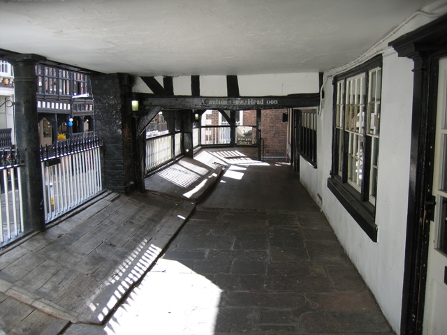 Covered Watergate Row walkway in Chester